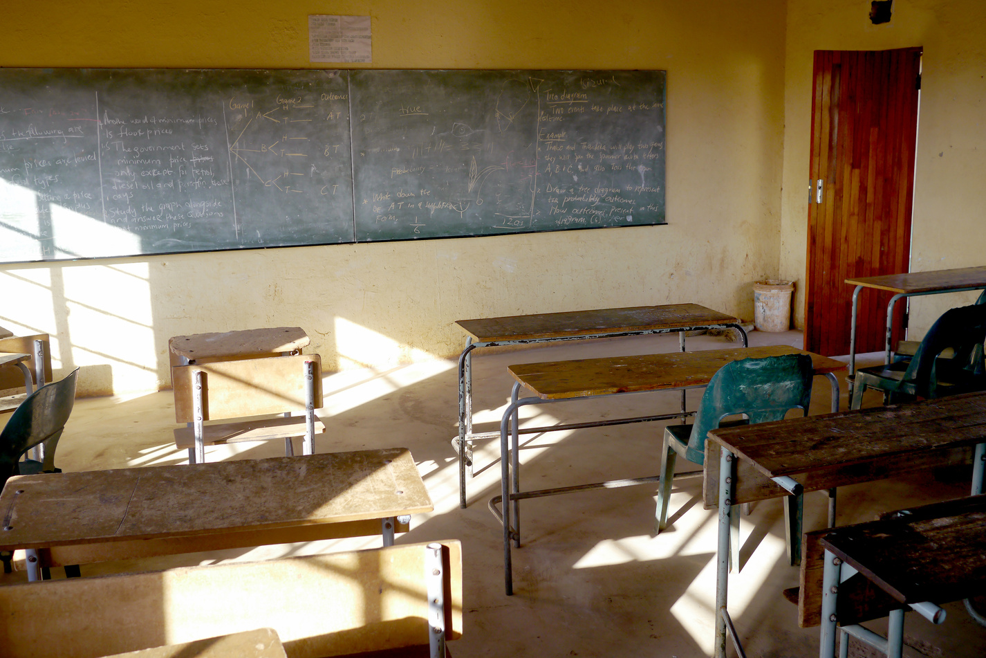 Empty classroom in poor school