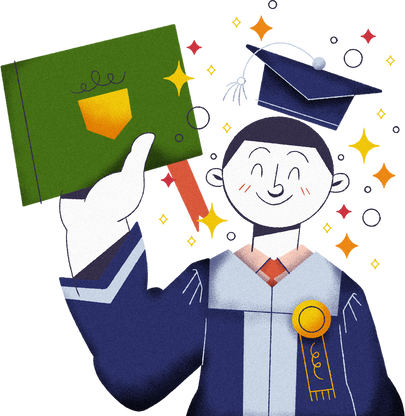 Fun Doodle Geometric Boy Holding His Diploma 